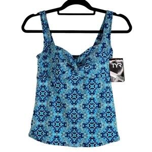 NWT TYR Women's Blues Twist Bra Tankini Tank Swimsuit Top Workout Gym Size 8